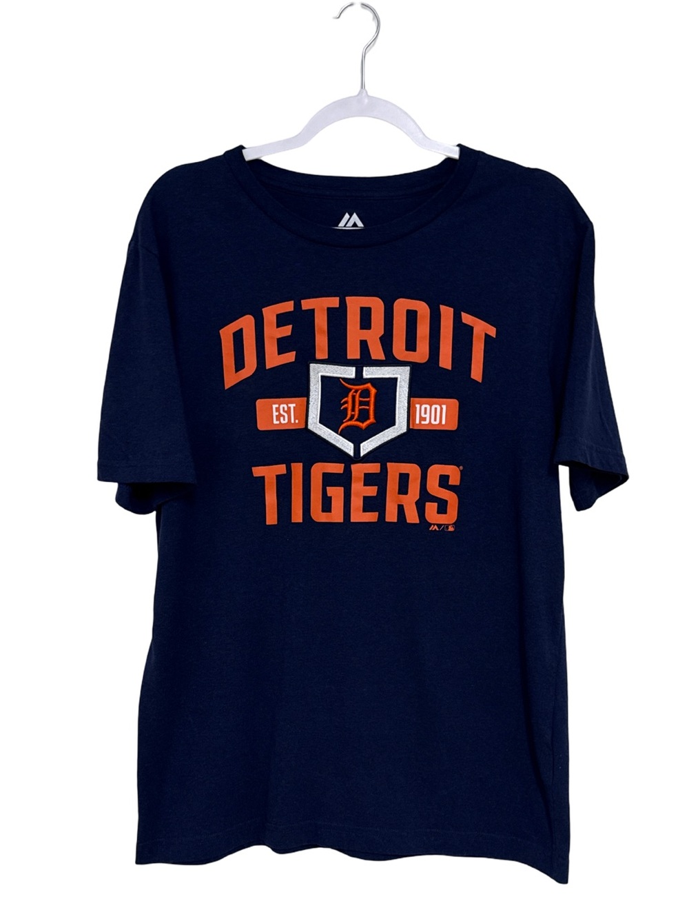 Detroit Tigers MLB Majestic Short Sleeve Graphic Tee Men’s Navy Large